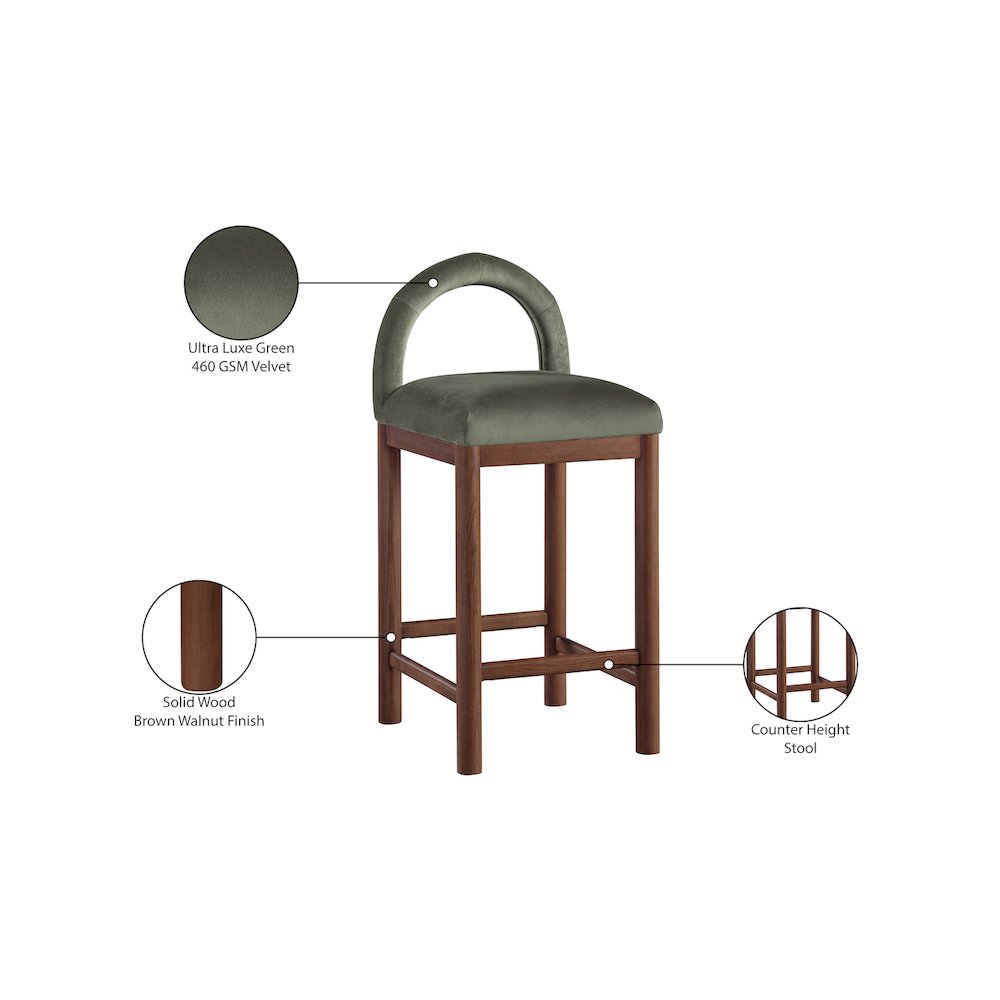 Conrad Green Velvet Counter Stool