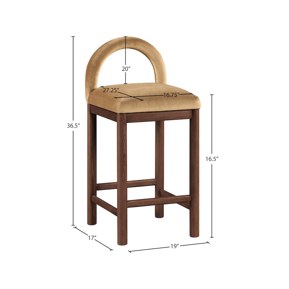 Conrad Saddle Velvet Counter Stool