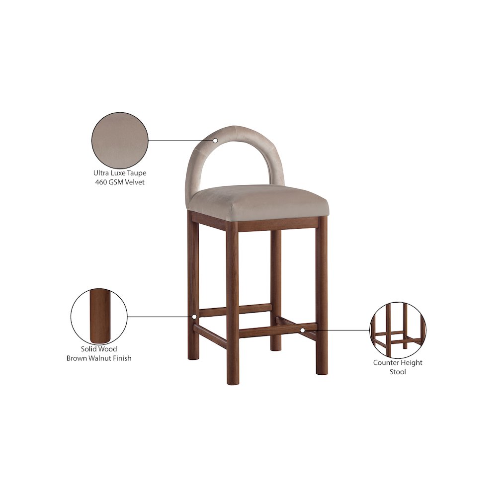 Conrad Taupe Velvet Counter Stool