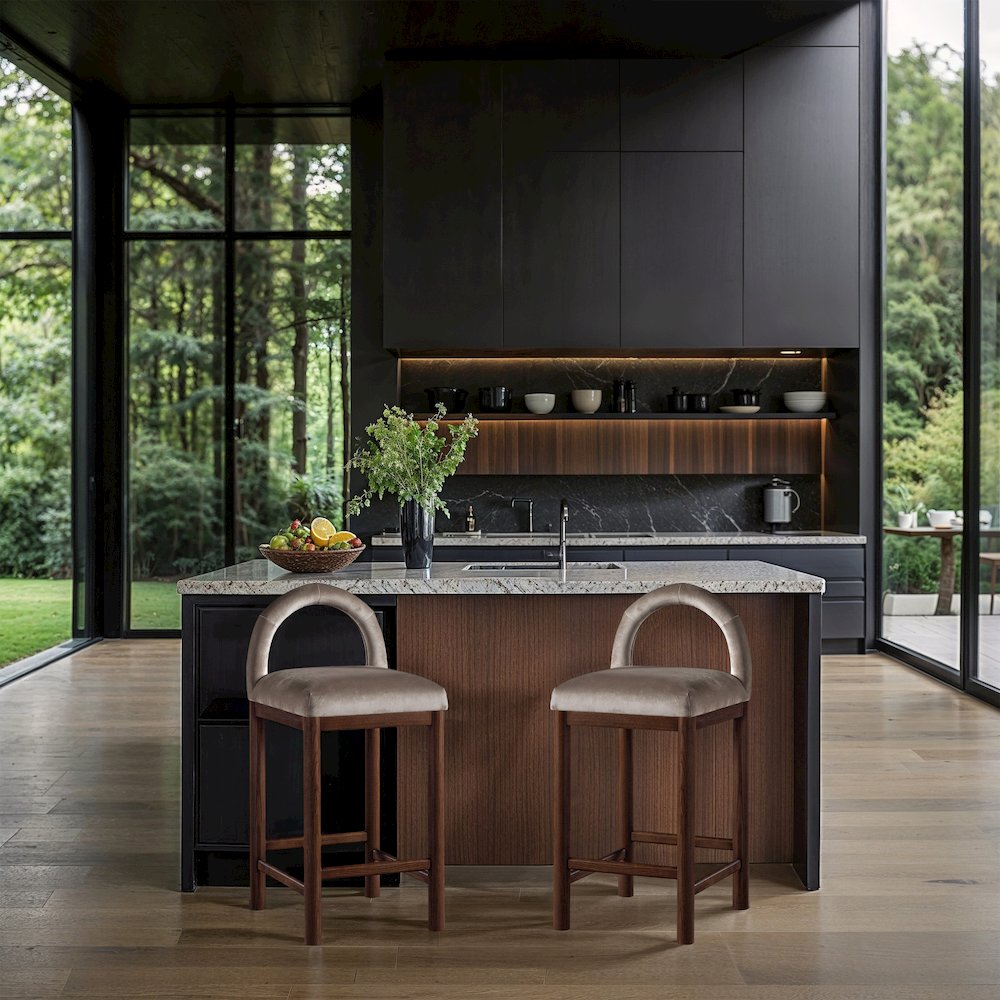Conrad Taupe Velvet Counter Stool