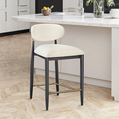 Riccio Cream Vegan Leather Upholstered Stool