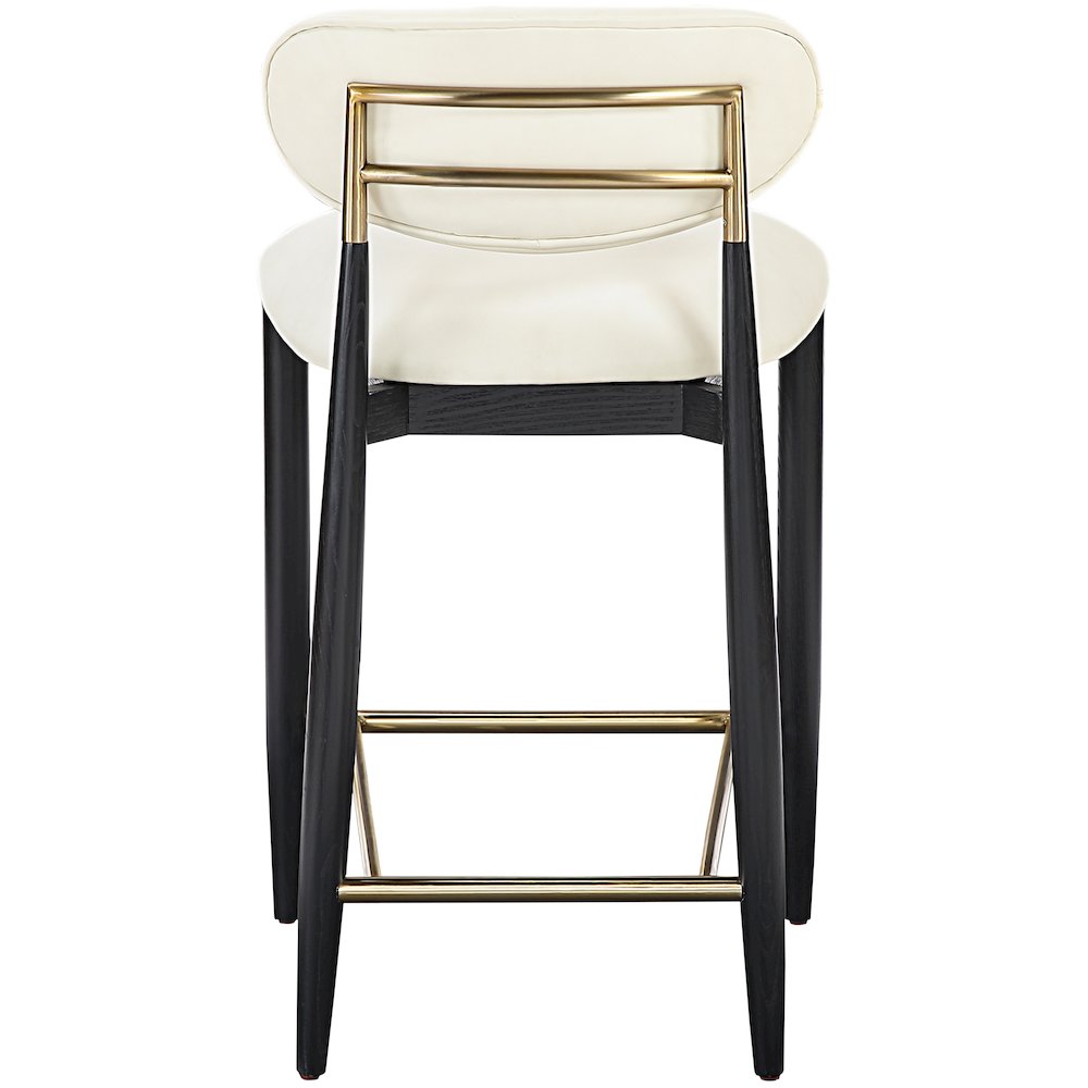 Riccio Cream Vegan Leather Upholstered Stool