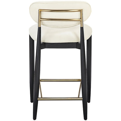 Riccio Cream Vegan Leather Upholstered Stool
