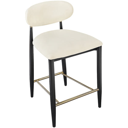 Riccio Cream Vegan Leather Upholstered Stool