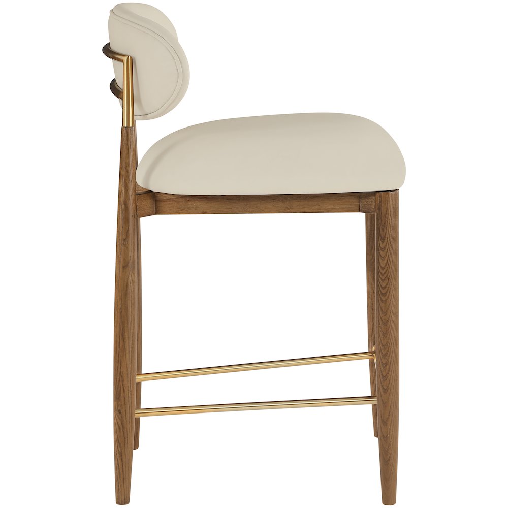 Riccio Beige Vegan Leather Upholstered Stool