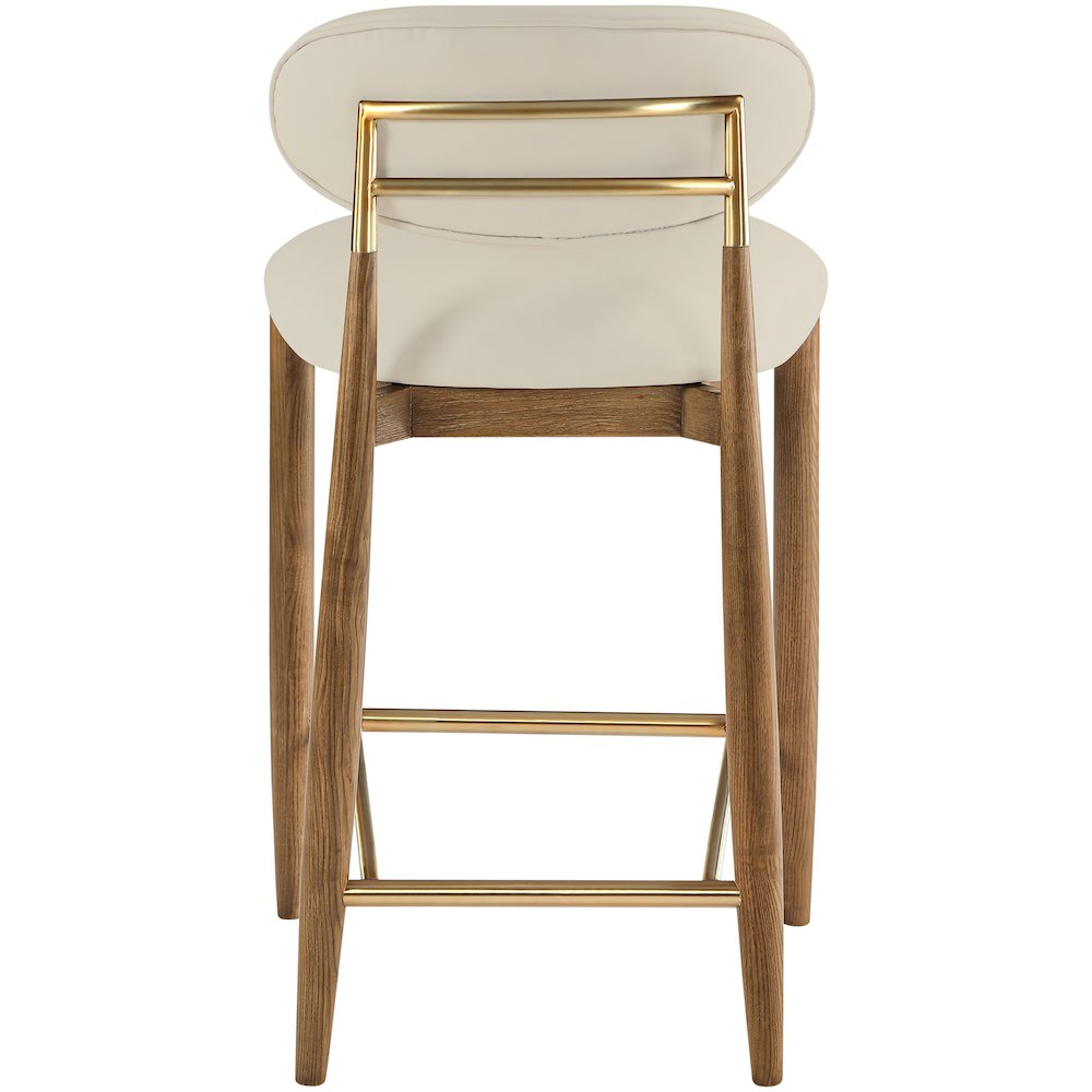 Riccio Beige Vegan Leather Upholstered Stool