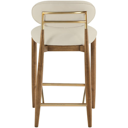 Riccio Beige Vegan Leather Upholstered Stool