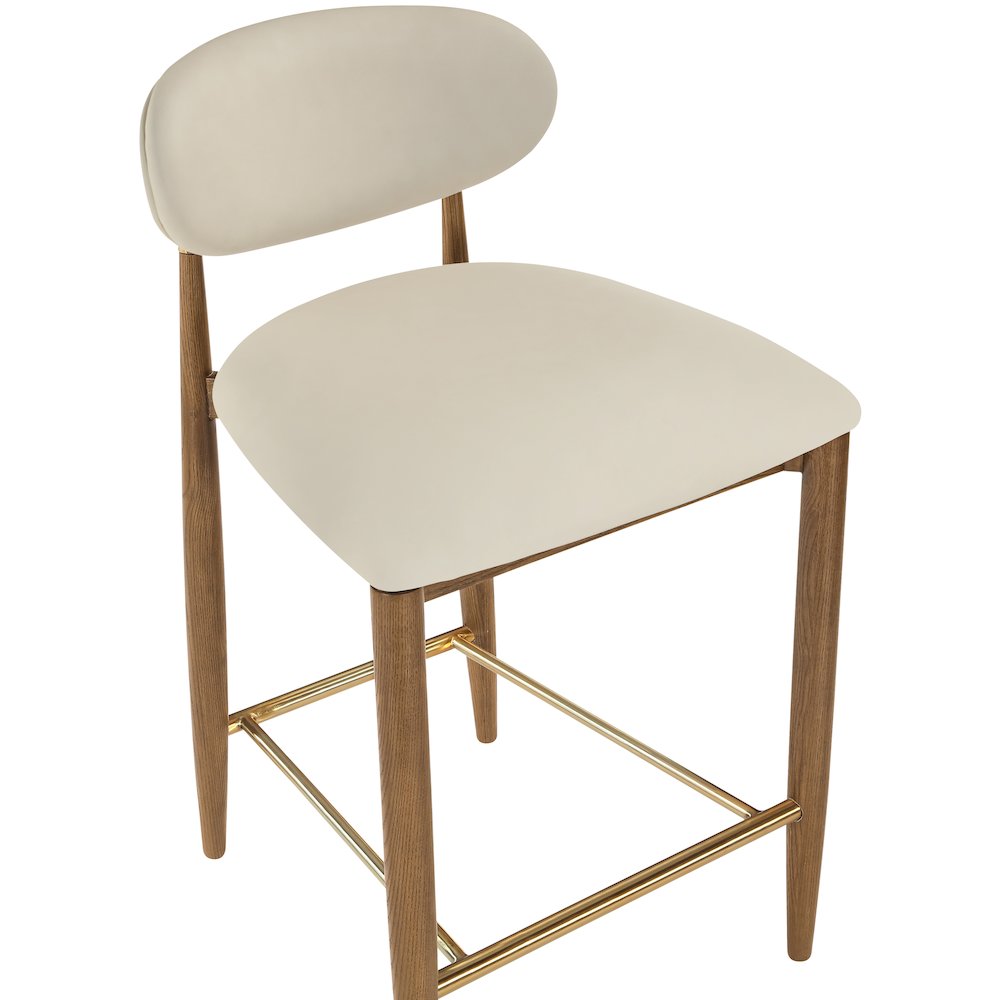 Riccio Beige Vegan Leather Upholstered Stool