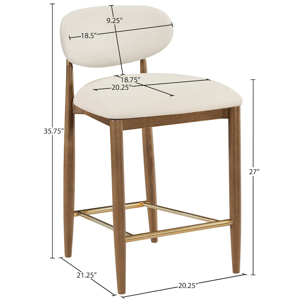 Riccio Cream Vegan Leather Upholstered Stool