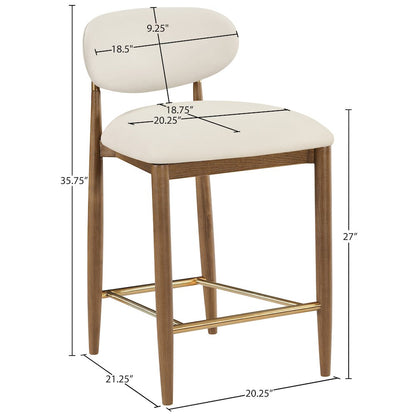 Riccio Cream Vegan Leather Upholstered Stool