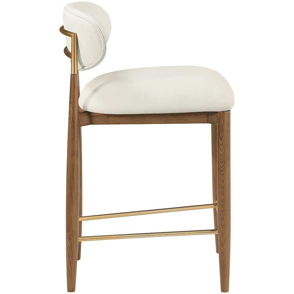 Riccio Cream Vegan Leather Upholstered Stool