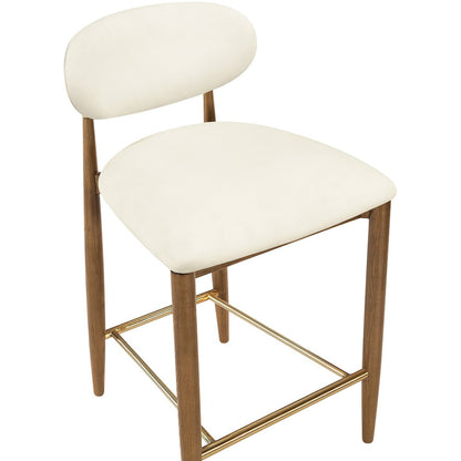 Riccio Cream Vegan Leather Upholstered Stool