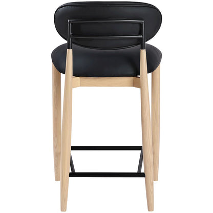 Riccio Black Vegan Leather Upholstered Stool