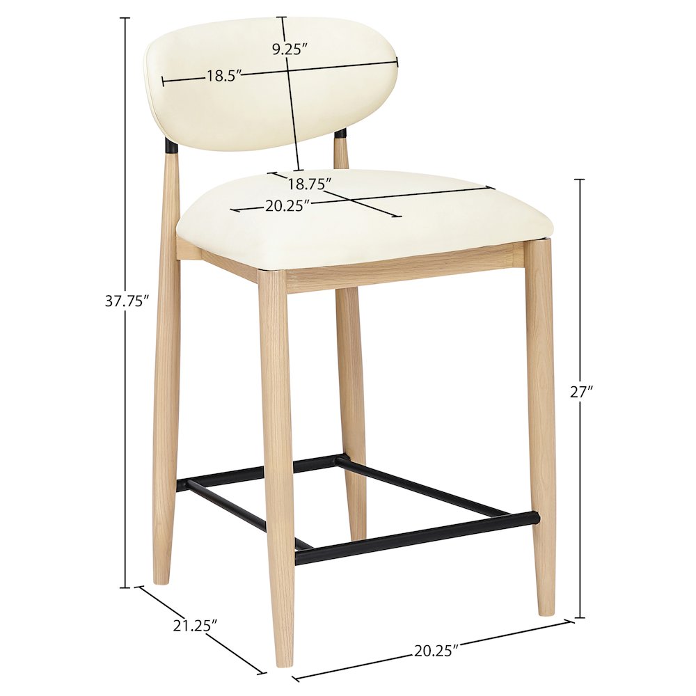Riccio Cream Vegan Leather Upholstered Stool