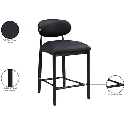Riccio Black Vegan Leather Upholstered Stool