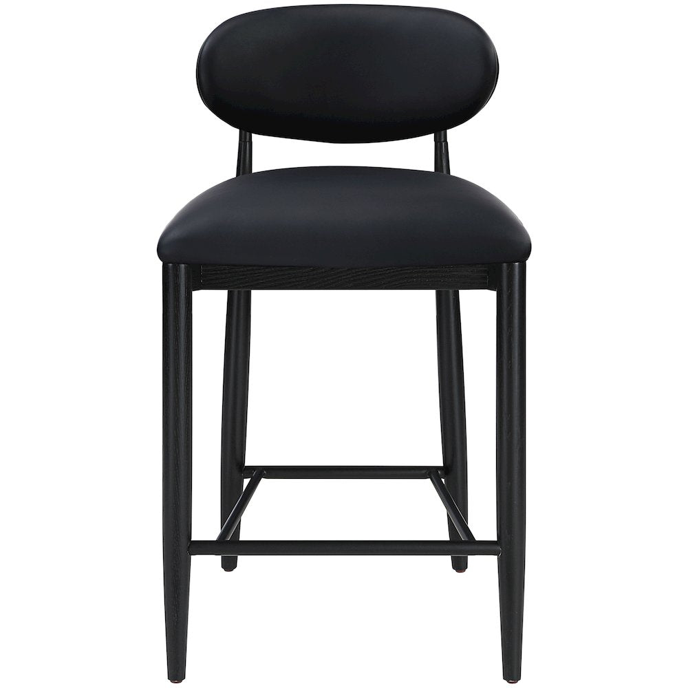 Riccio Black Vegan Leather Upholstered Stool