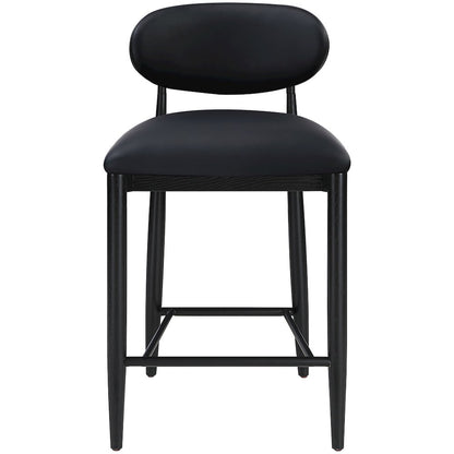 Riccio Black Vegan Leather Upholstered Stool