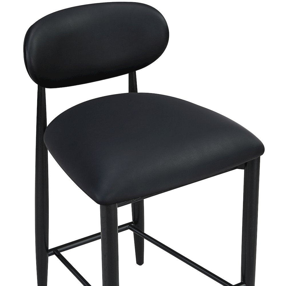 Riccio Black Vegan Leather Upholstered Stool
