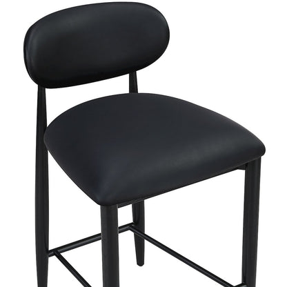 Riccio Black Vegan Leather Upholstered Stool