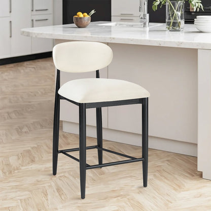 Riccio Cream Vegan Leather Upholstered Stool