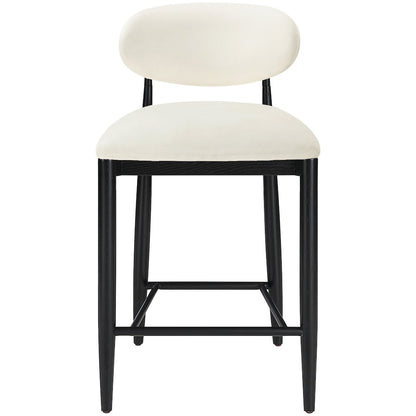 Riccio Cream Vegan Leather Upholstered Stool