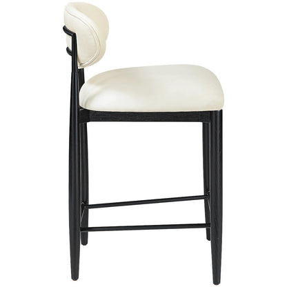 Riccio Cream Vegan Leather Upholstered Stool