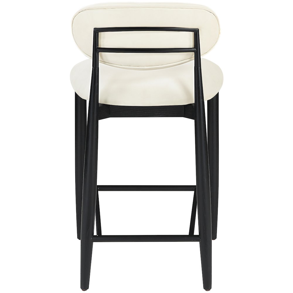 Riccio Cream Vegan Leather Upholstered Stool