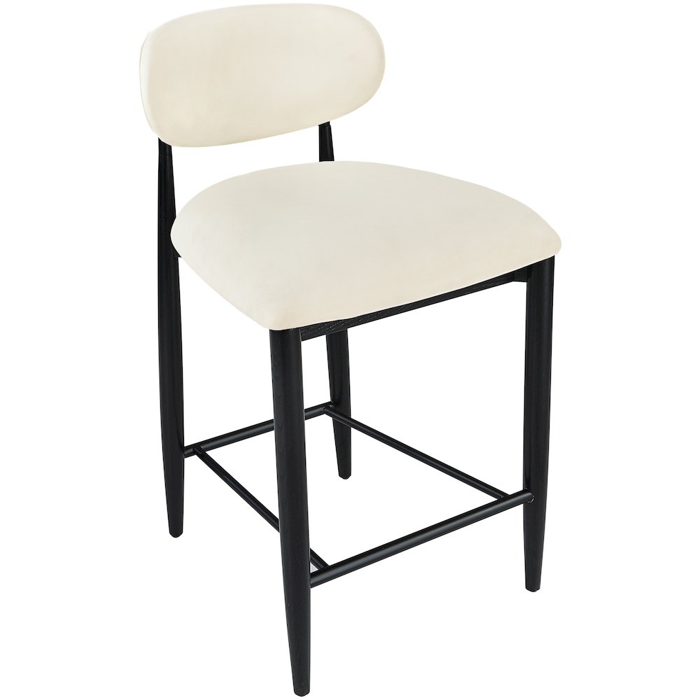 Riccio Cream Vegan Leather Upholstered Stool