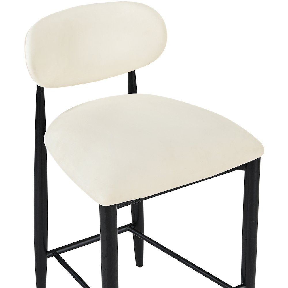 Riccio Cream Vegan Leather Upholstered Stool