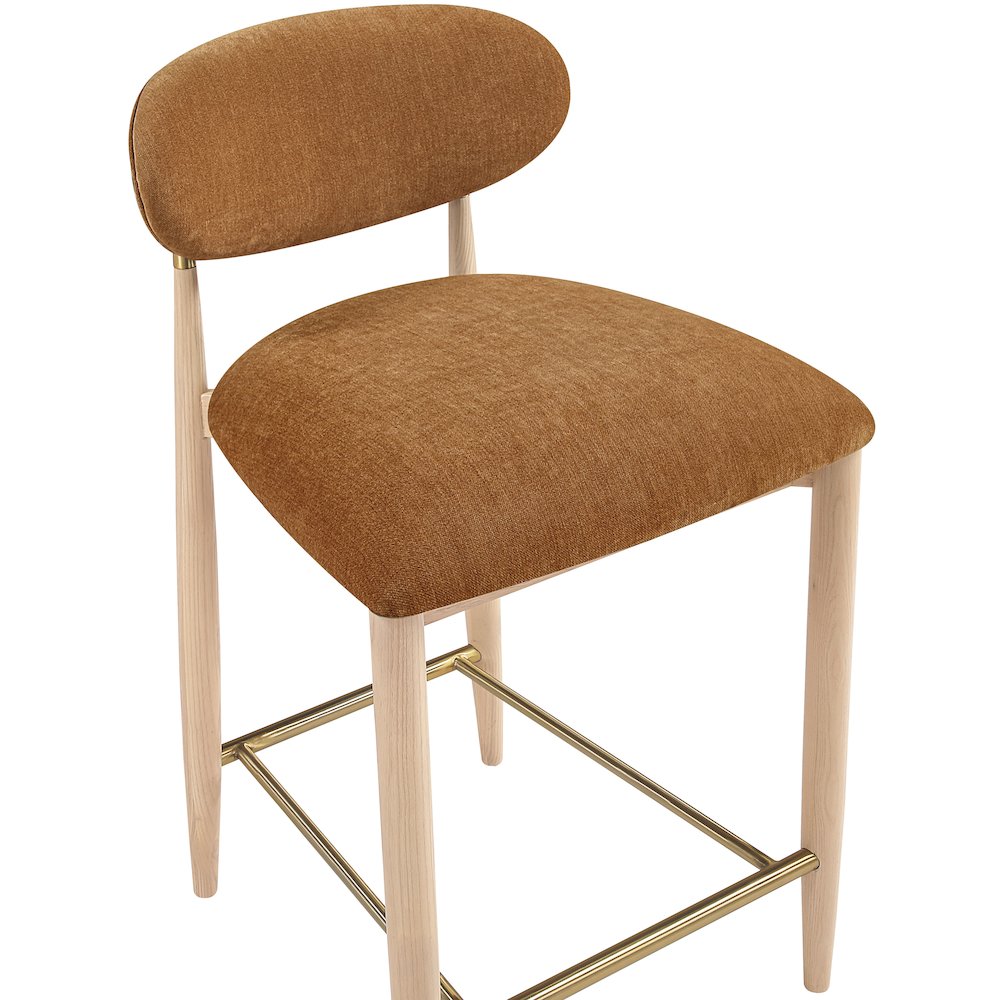 Riccio Cognac Performance Fabric Upholstered Stool