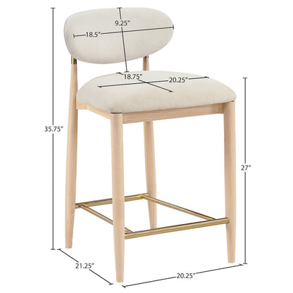 Riccio Cream Performance Fabric Upholstered Stool