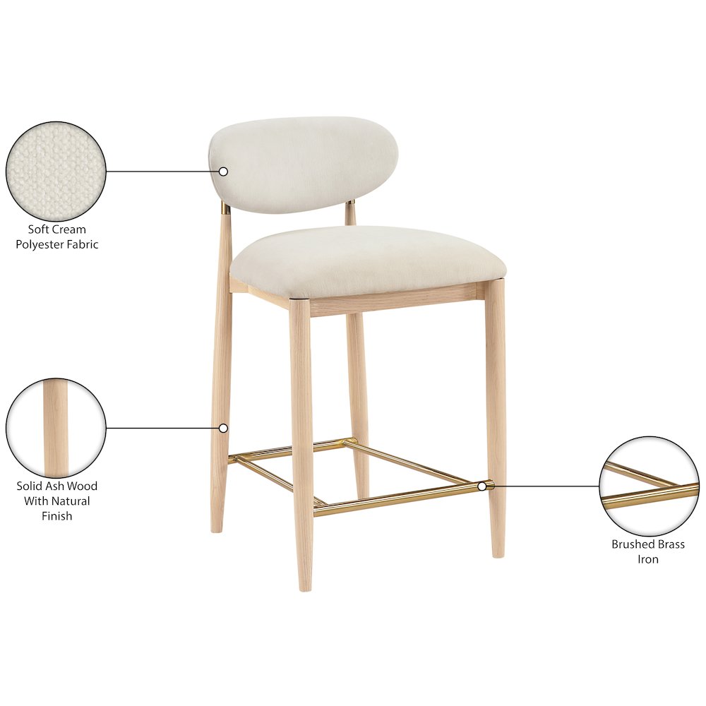 Riccio Cream Performance Fabric Upholstered Stool