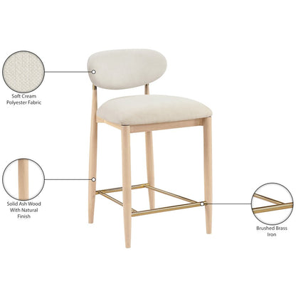 Riccio Cream Performance Fabric Upholstered Stool