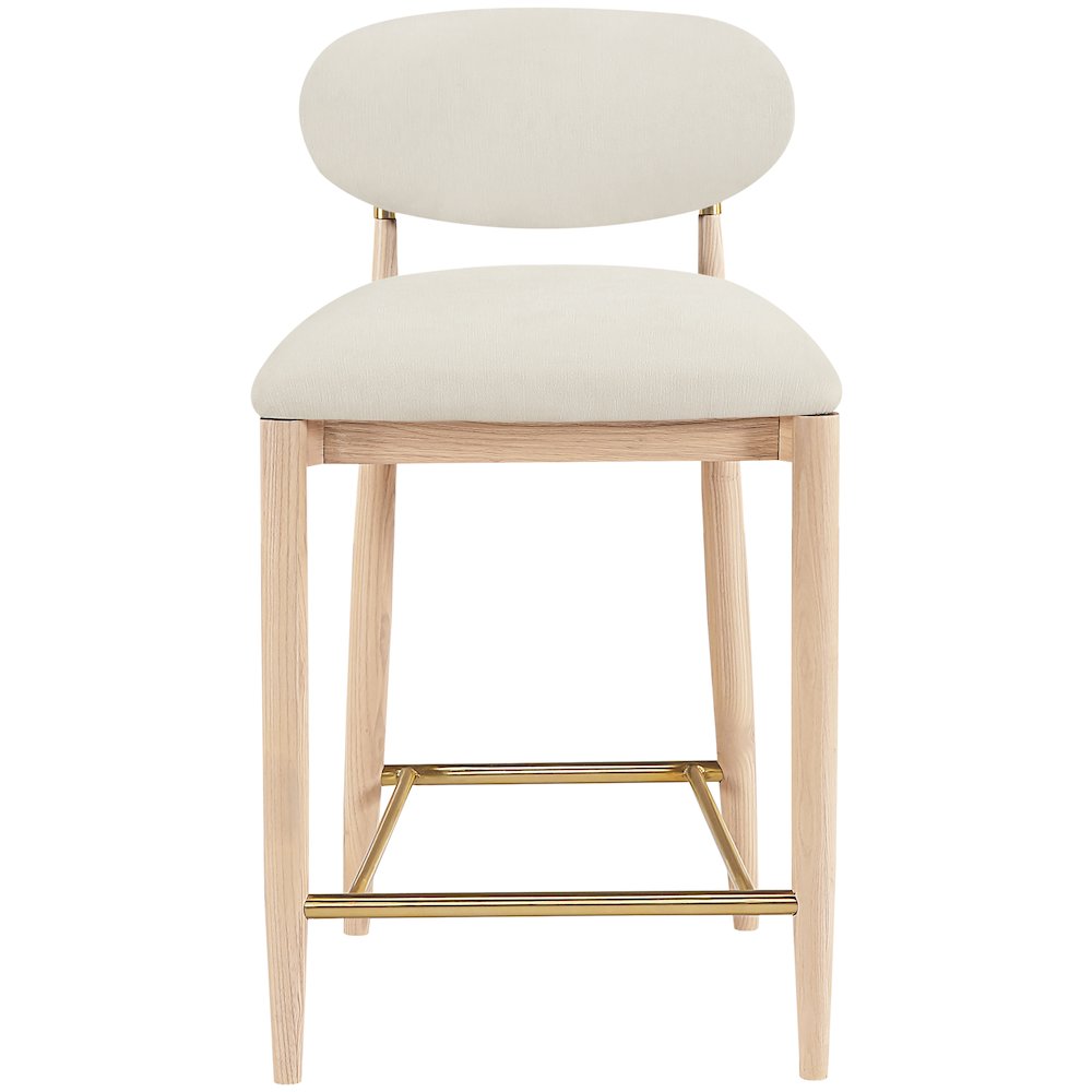 Riccio Cream Performance Fabric Upholstered Stool