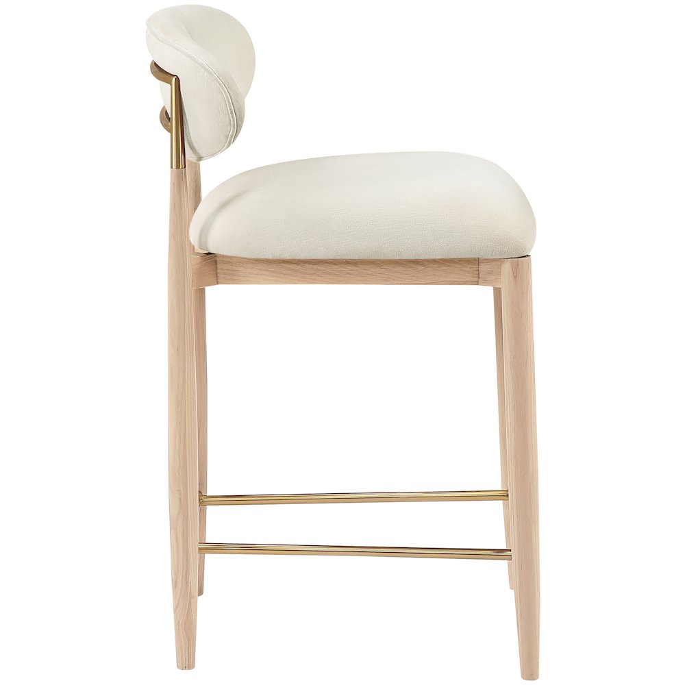 Riccio Cream Performance Fabric Upholstered Stool