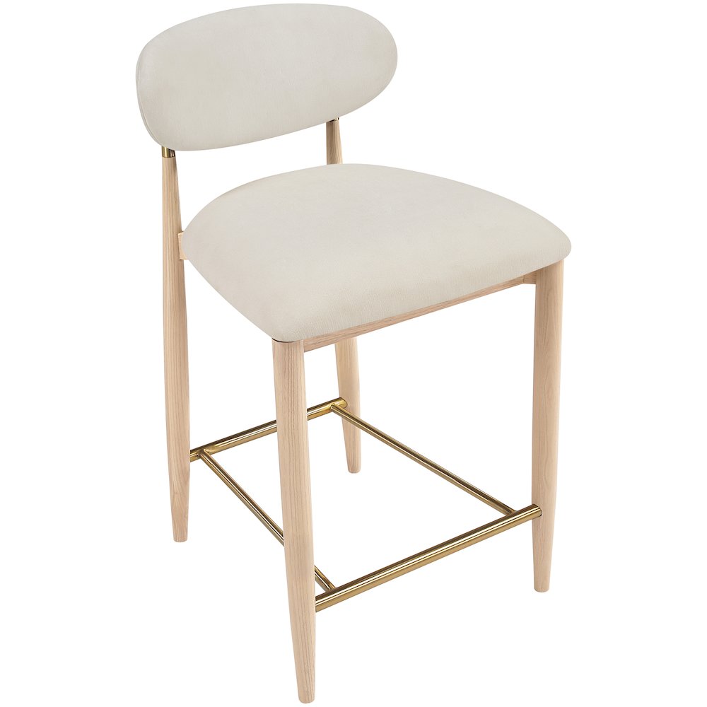 Riccio Cream Performance Fabric Upholstered Stool