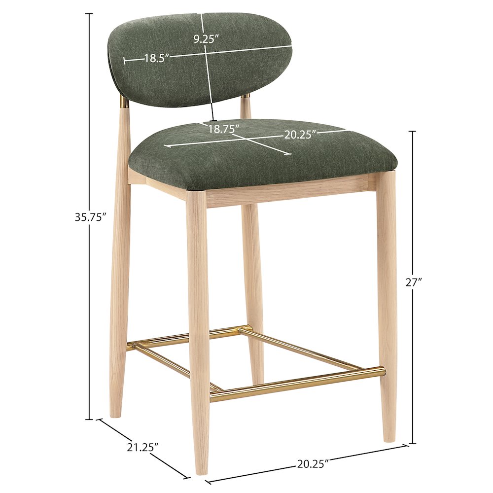 Riccio Olive Performance Fabric Upholstered Stool