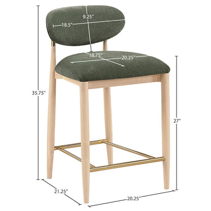 Riccio Olive Performance Fabric Upholstered Stool
