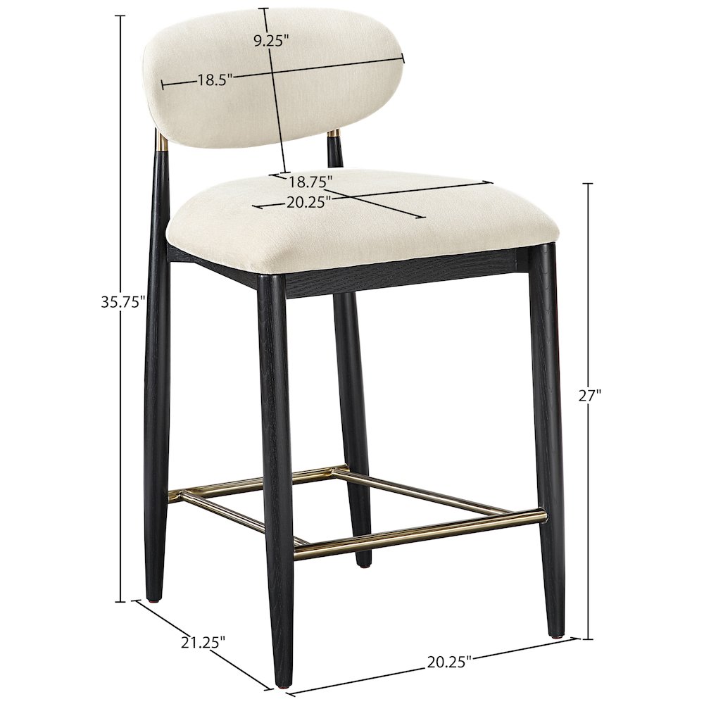 Riccio Beige Performance Fabric Upholstered Stool