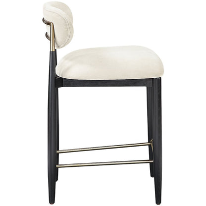 Riccio Beige Performance Fabric Upholstered Stool