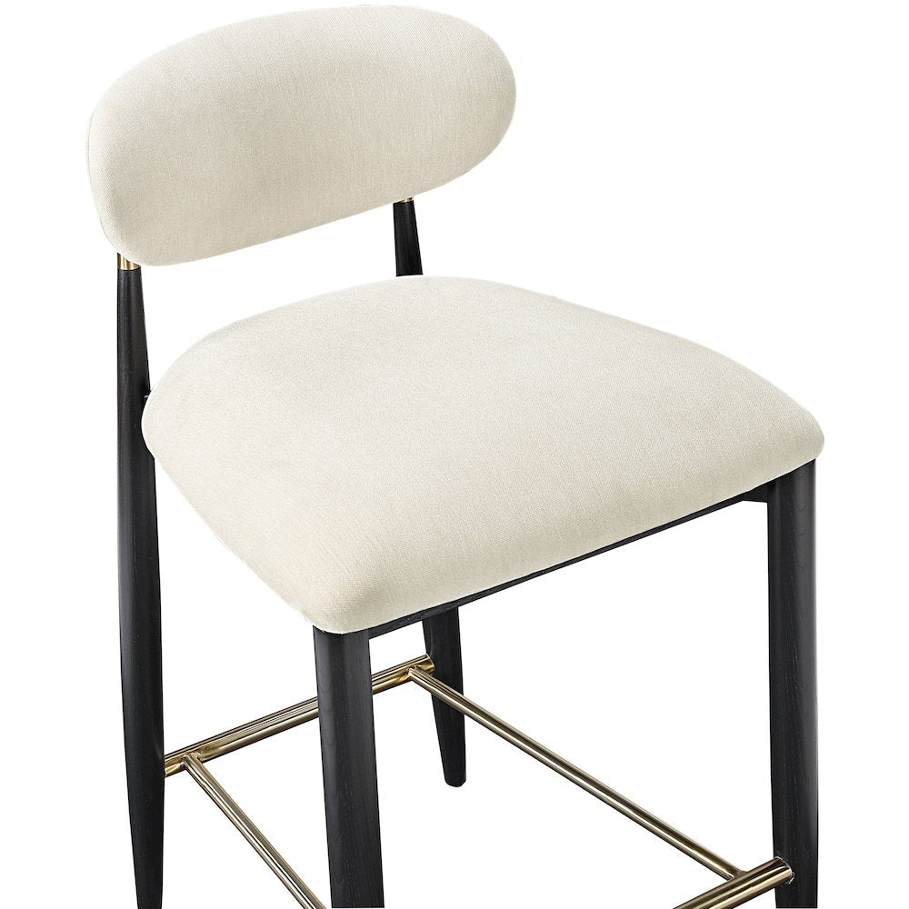 Riccio Beige Performance Fabric Upholstered Stool