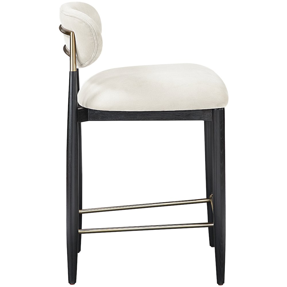 Riccio Cream Performance Fabric Upholstered Stool