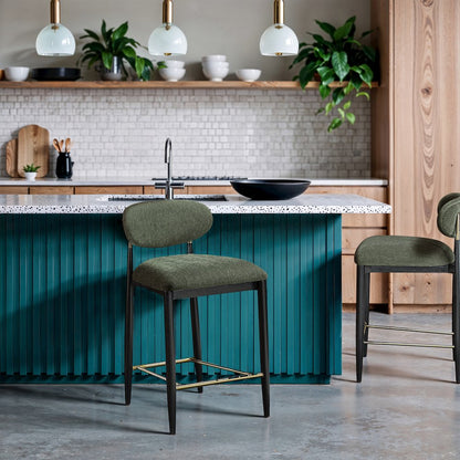 Riccio Olive Performance Fabric Upholstered Stool