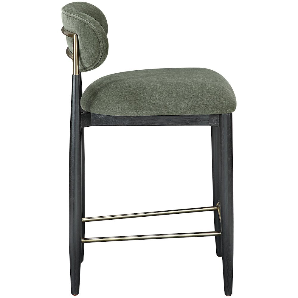 Riccio Olive Performance Fabric Upholstered Stool