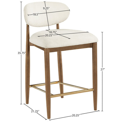 Riccio Beige Performance Fabric Upholstered Stool