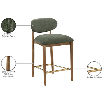 Riccio Olive Performance Fabric Upholstered Stool