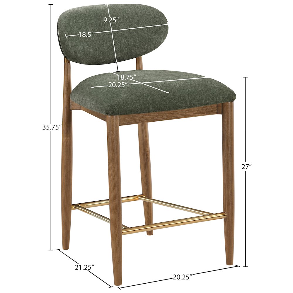 Riccio Olive Performance Fabric Upholstered Stool