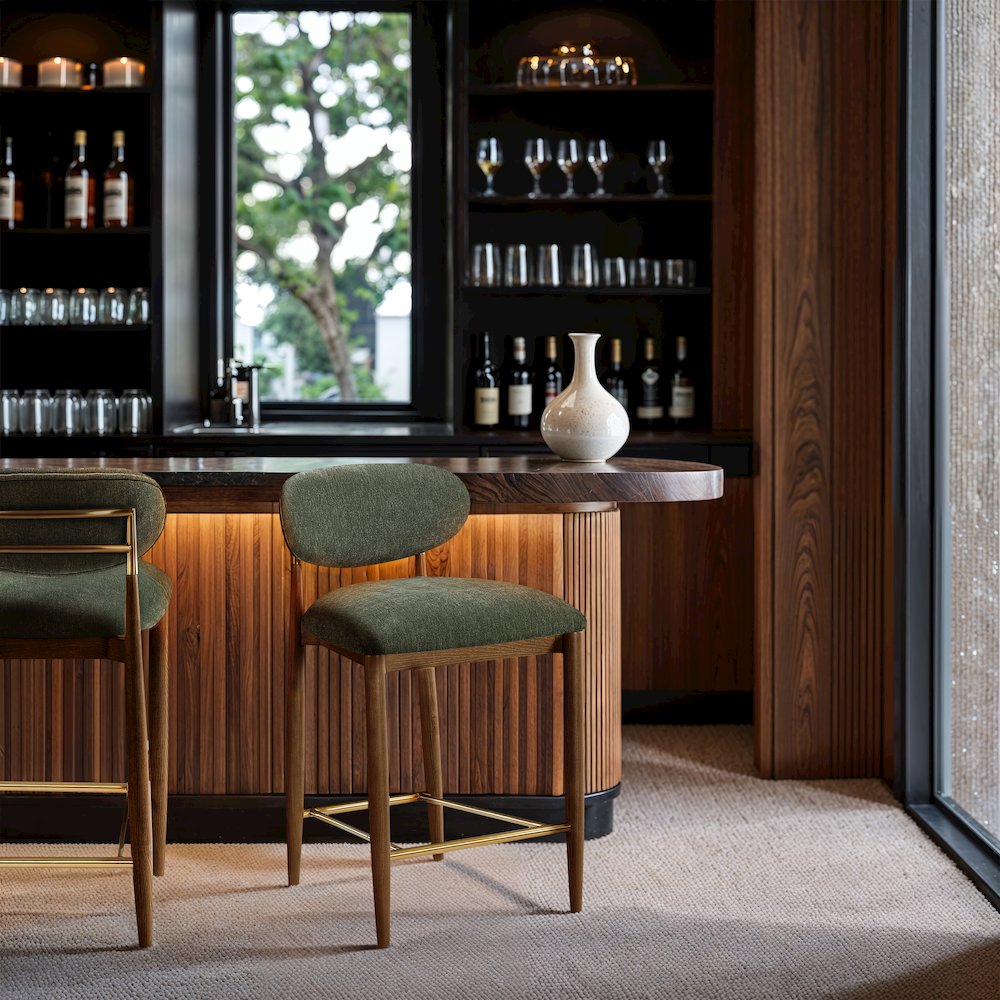 Riccio Olive Performance Fabric Upholstered Stool