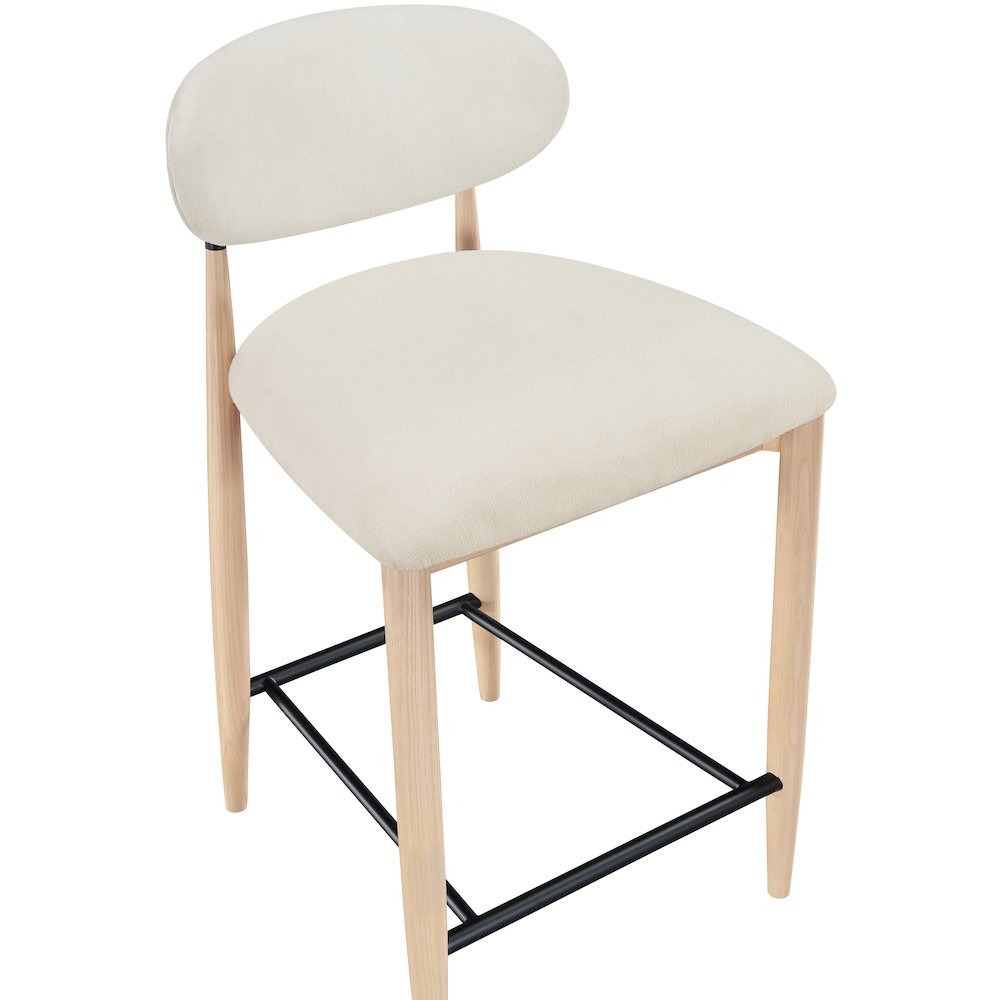 Riccio Cream Performance Fabric Upholstered Stool