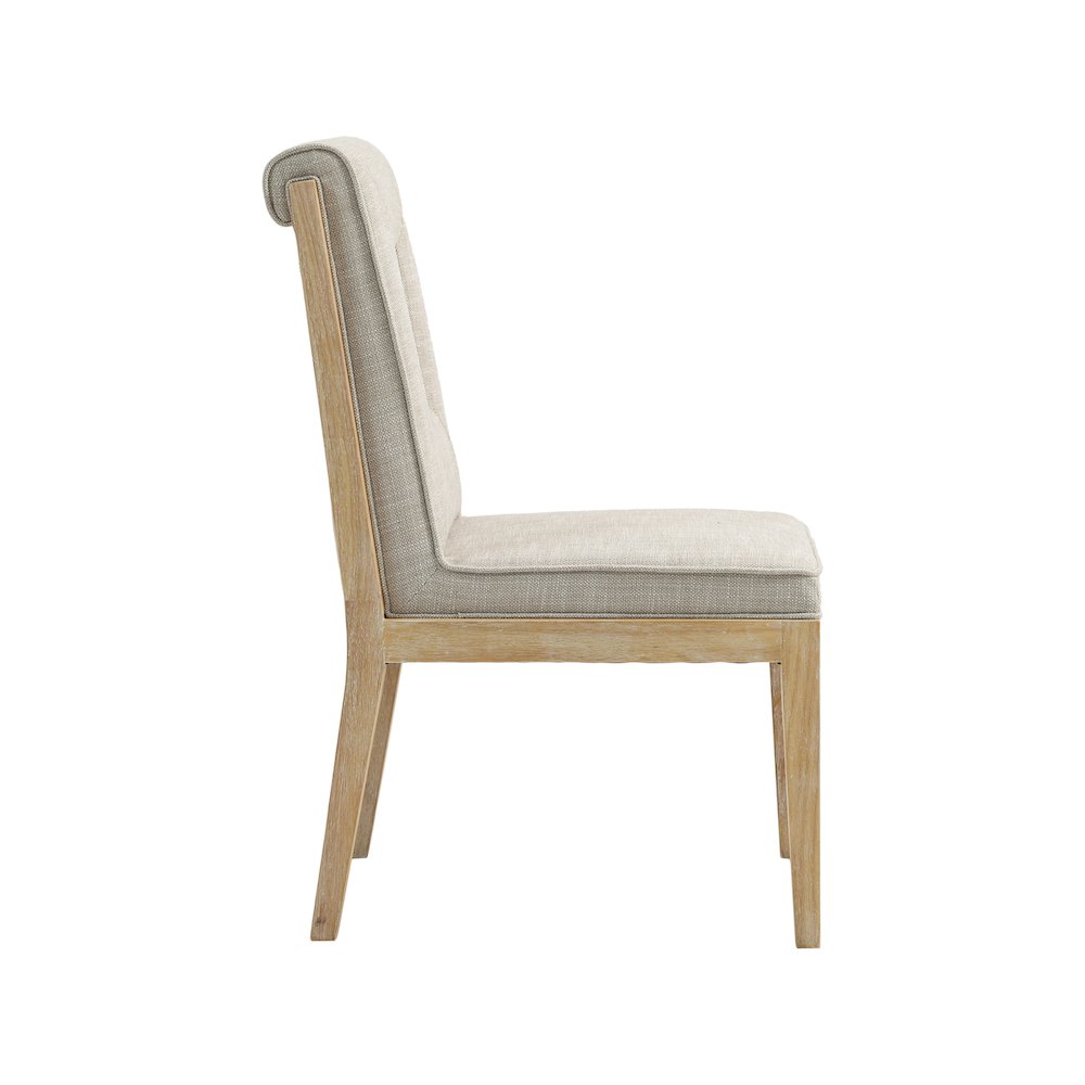 Gwendolyn Cream Linen Textured Fabric Dining Side Chair, Set of 2